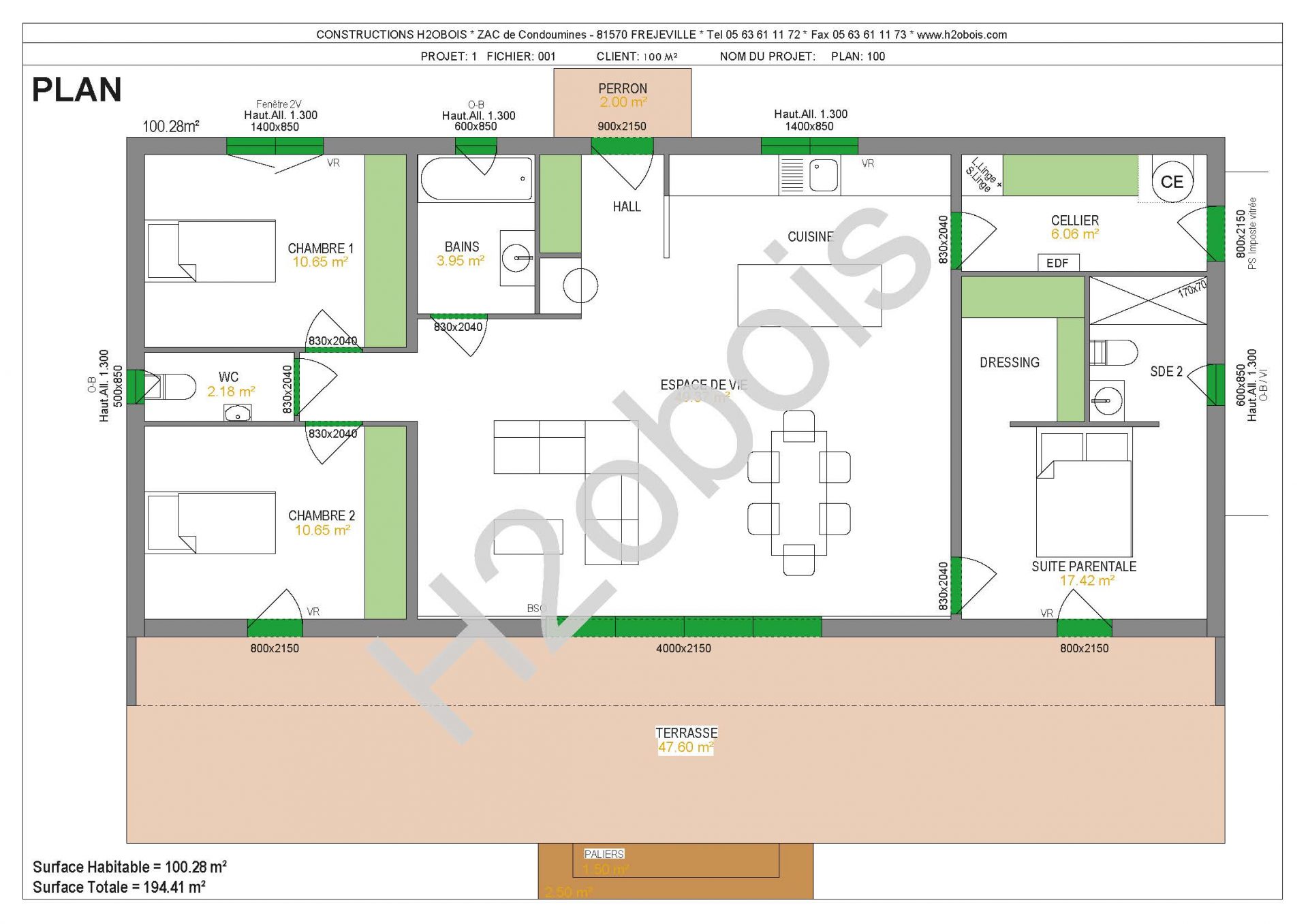 Nouveau plan 100 m², maison bois répondant aux normes de la RE2020